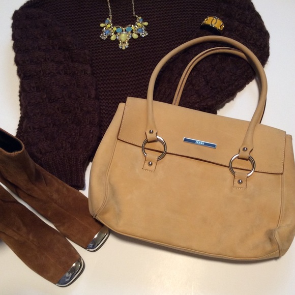 Gianfranco Ferre suede light yellow bag purse - Picture 2 of 6